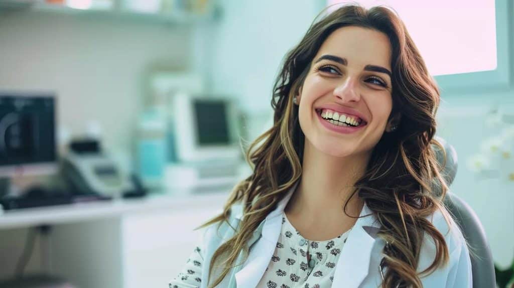 happy female patient at the doctors clinic