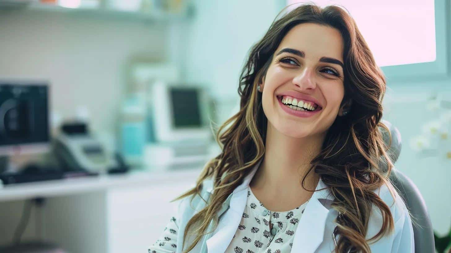 happy female patient at the doctors clinic