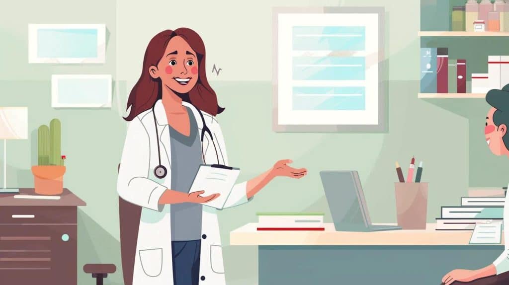 happy female patient at the doctors clinic