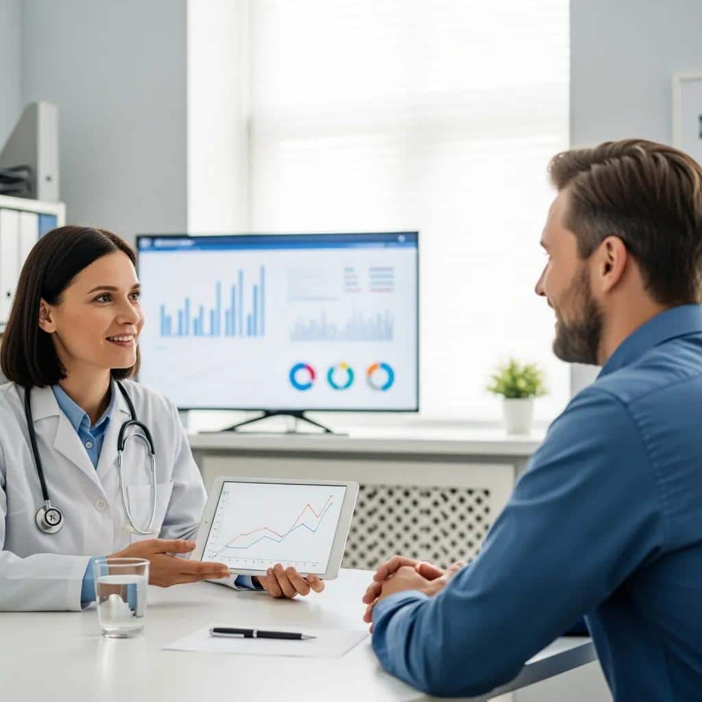 Clinician reviewing weight‑loss progress with a patient, illustrating clinical evidence supporting semaglutide